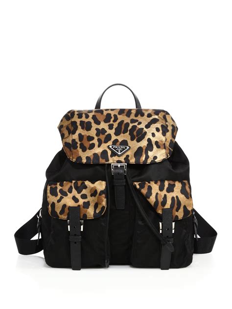 prada nylontote leopard|Prada leather backpack.